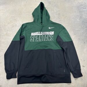 Men's Nike‎ Green/Black Michigan State Spartans Performance Pullover Hoodie Sz M